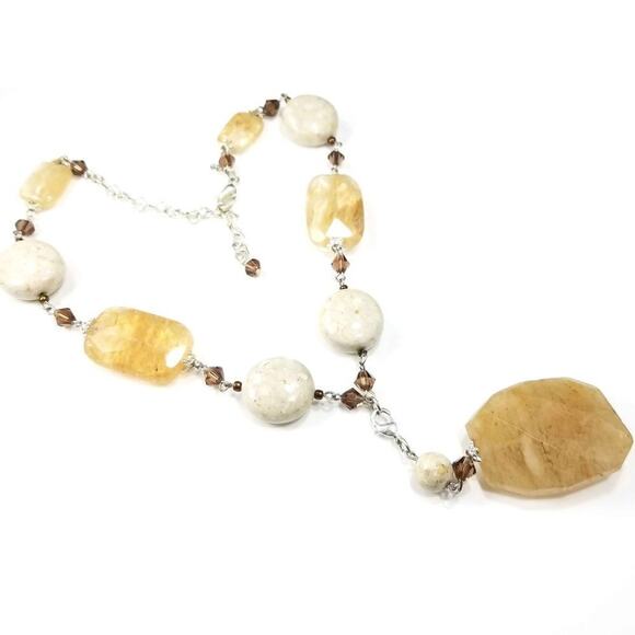 Premier Designs Glass Faux Stone Necklace, Topaz Crystal Rhinestones, 18 Inches - Picture 7 of 10